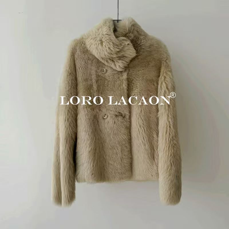 以赛亚 霜华映月 立领双排扣慵懒双面穿短款托卡皮毛一体女 24057