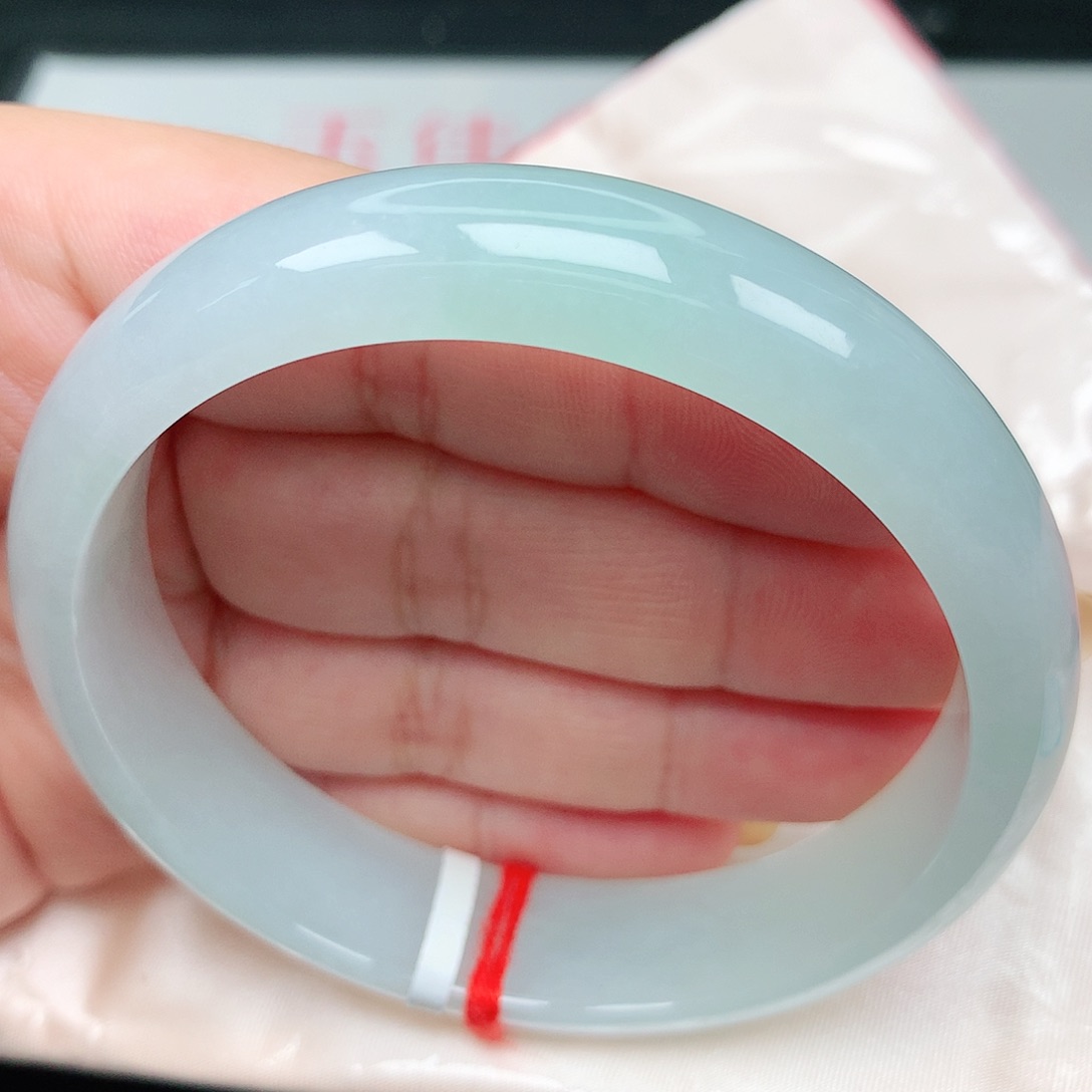 未镶嵌手镯翡翠14冰冰浅甜绿61圈