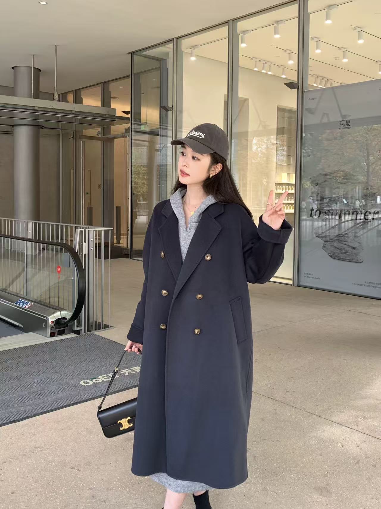 8153  M大衣秋冬季新款韩版气质百搭女中长款毛呢外套