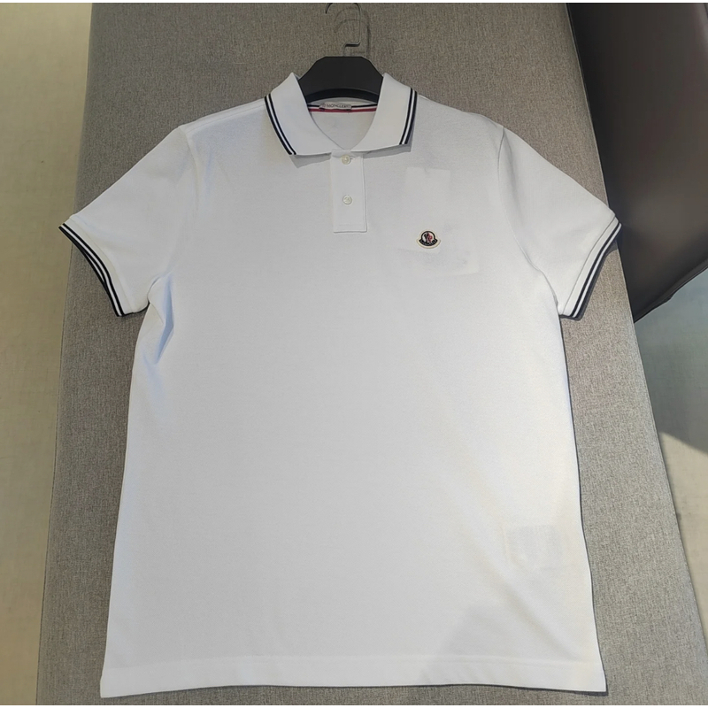 全新未使用Moncler盟可睐 8A00025 白色双条纹短袖polo衫