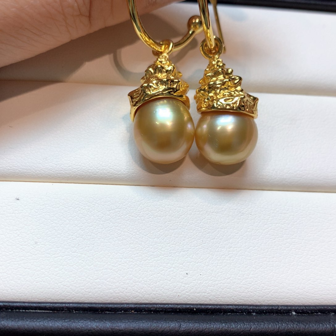 银S925镶嵌海水珍珠耳饰