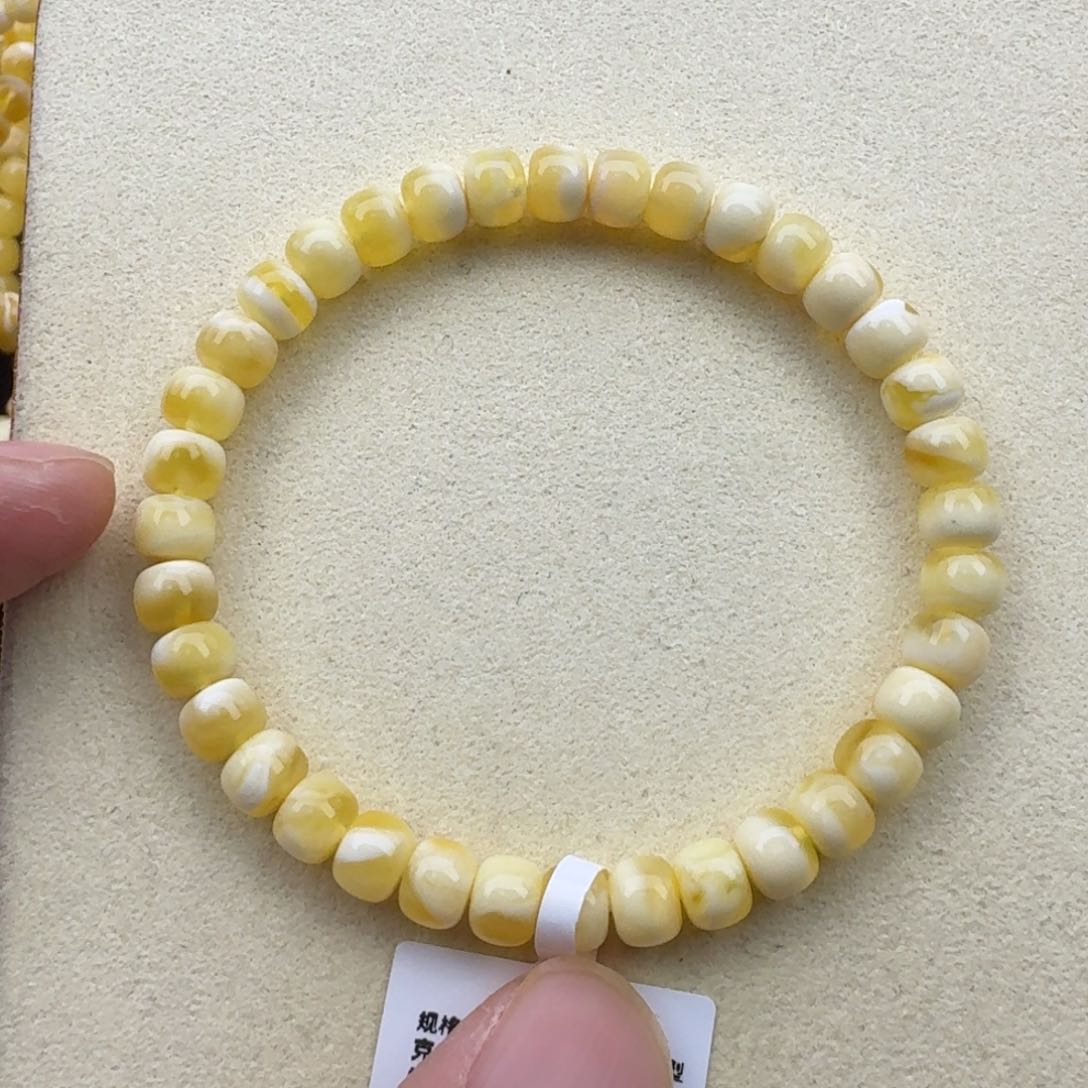 琥珀手链未镶嵌6.5mm金白极限弧老型单圈