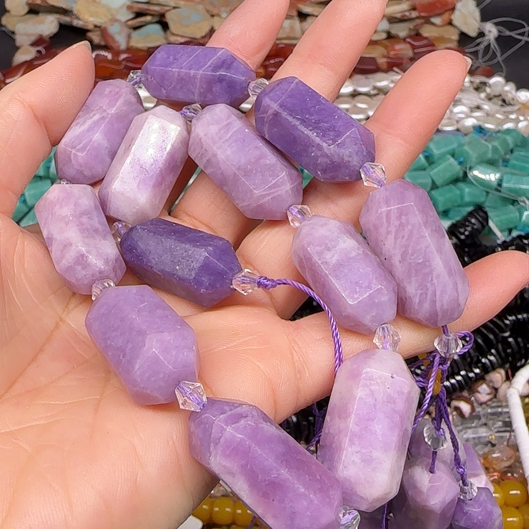 玛瑙/玉髓合金珠宝半成品紫丁香12-26mm一条