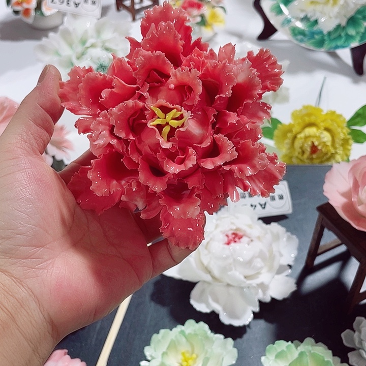 瓷片纯陶瓷手工捏花