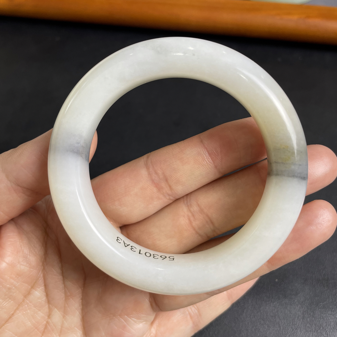 和田玉手镯新疆山料青花水墨56.5 14.4 11.3 82.8克