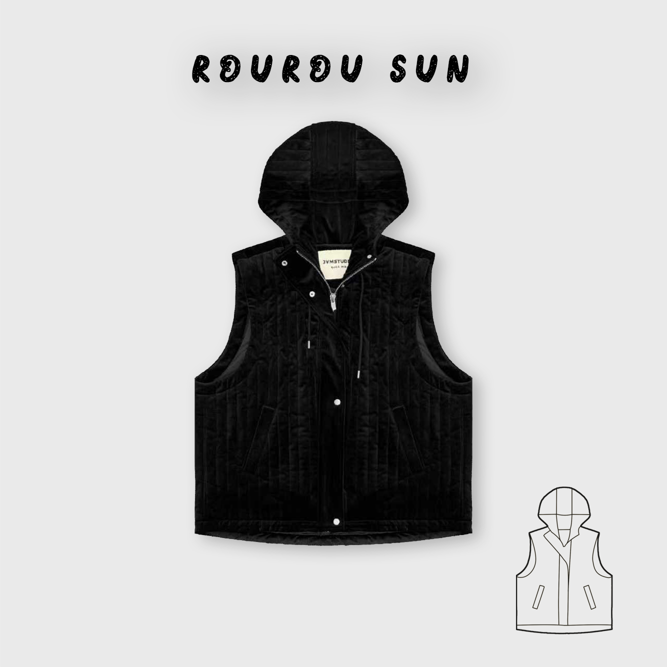 50087冬款女装韩版无袖宽松复古休闲百搭丝绒连帽棉马甲