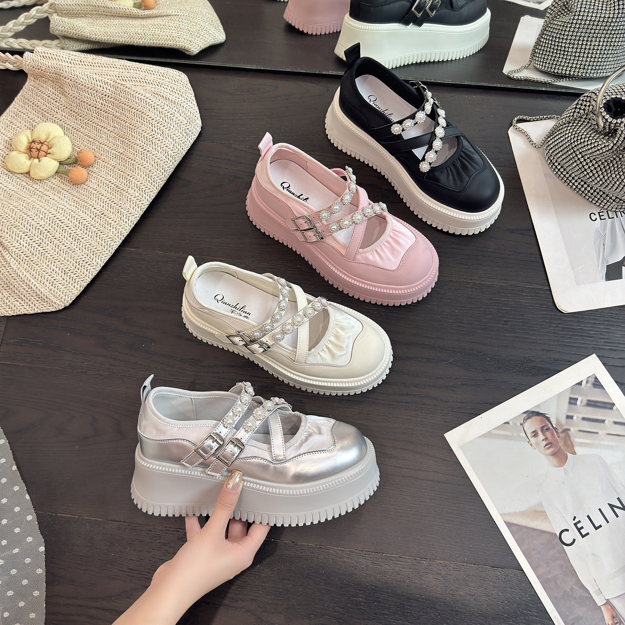 千之恋C增高6CM2025夏季新款轻奢爆款多巴胺百搭休闲透气女鞋6238