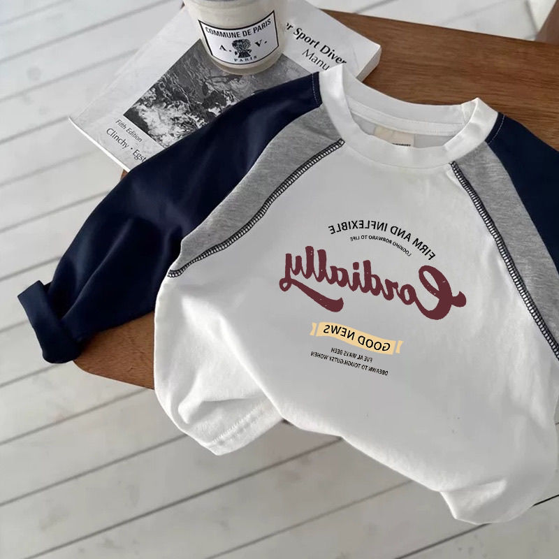 纯棉秋款韩国童装男童长袖t恤秋季炸街设计感上衣儿童体恤韩版潮