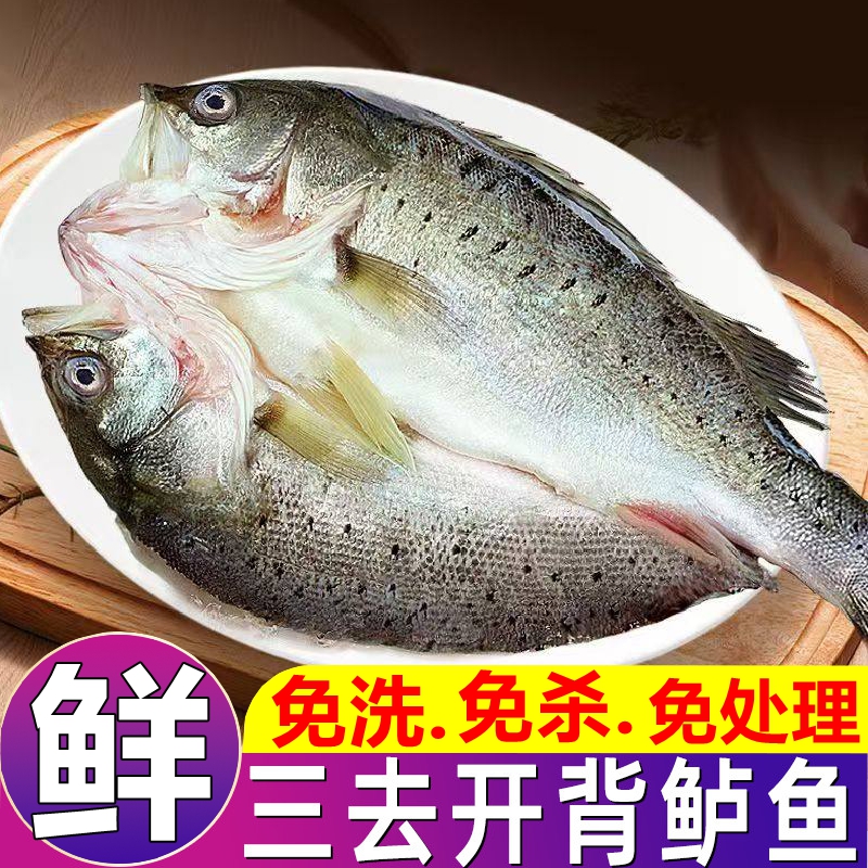拍4条送1条到手5条  450-500g/条 三去开背海鲈鱼去鳞去腮免杀洗