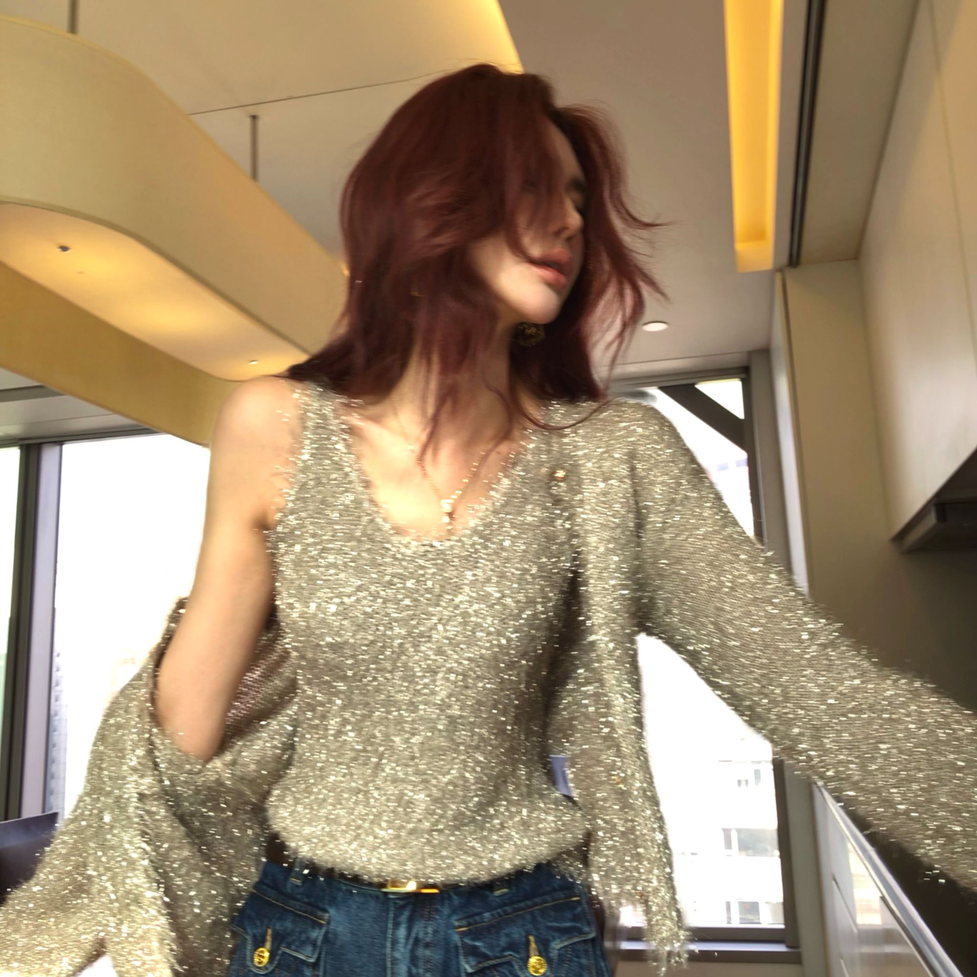 婉君Y【纸醉金迷】“背心+开衫”柔软金银丝蜜织针织衫LWJ25D4TZ3939