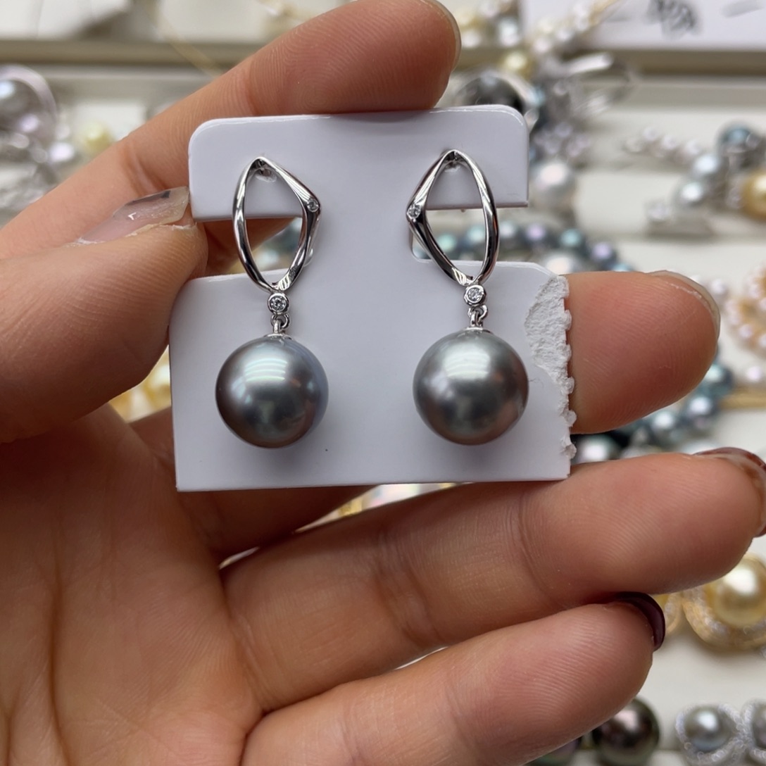 海水珍珠耳饰银S925镶嵌