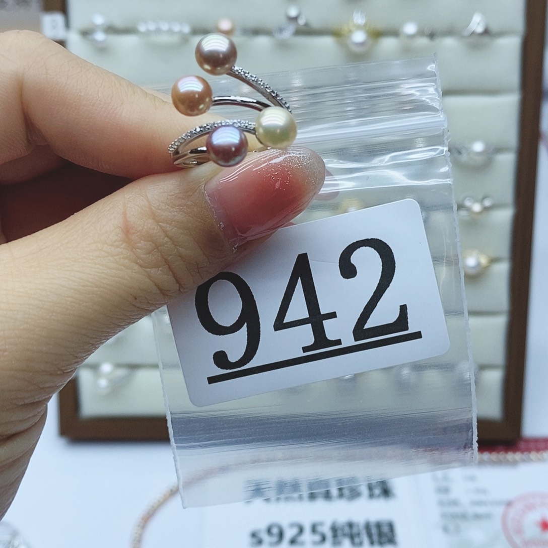 淡水珍珠戒指银S925镶嵌942