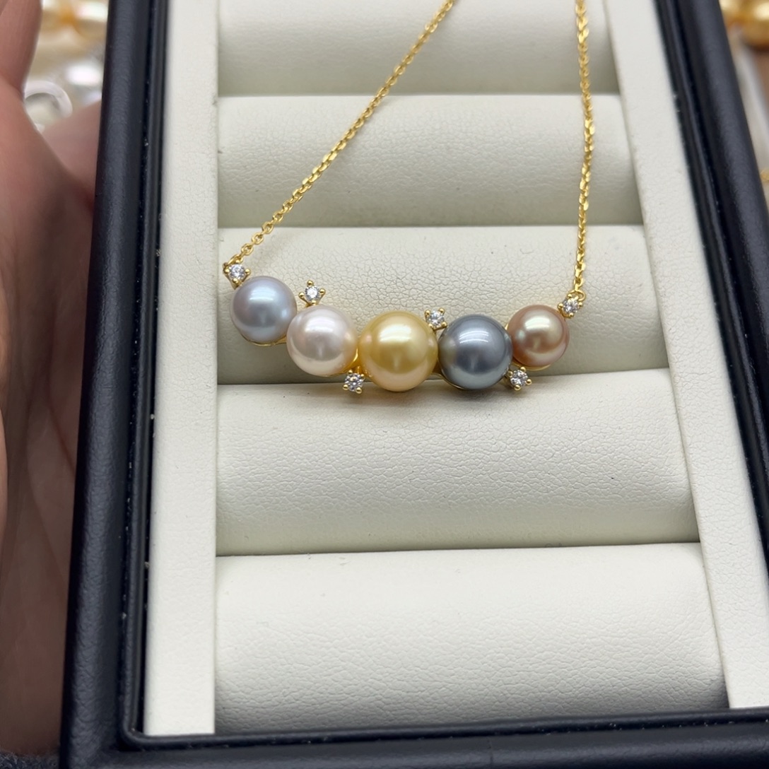 银S925镶嵌海水珍珠项链