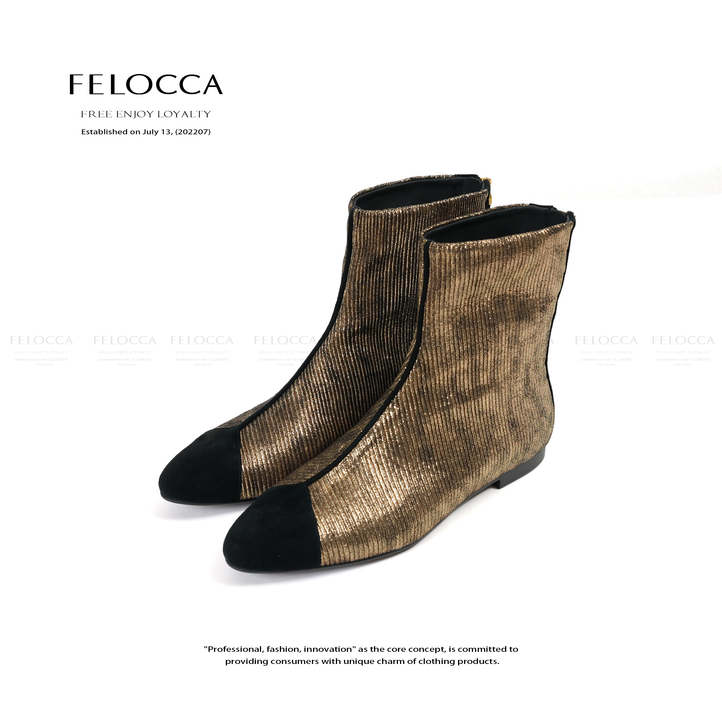 【FELOCCA】小香气质新款撞色短靴百搭低跟时装靴NYN-6132