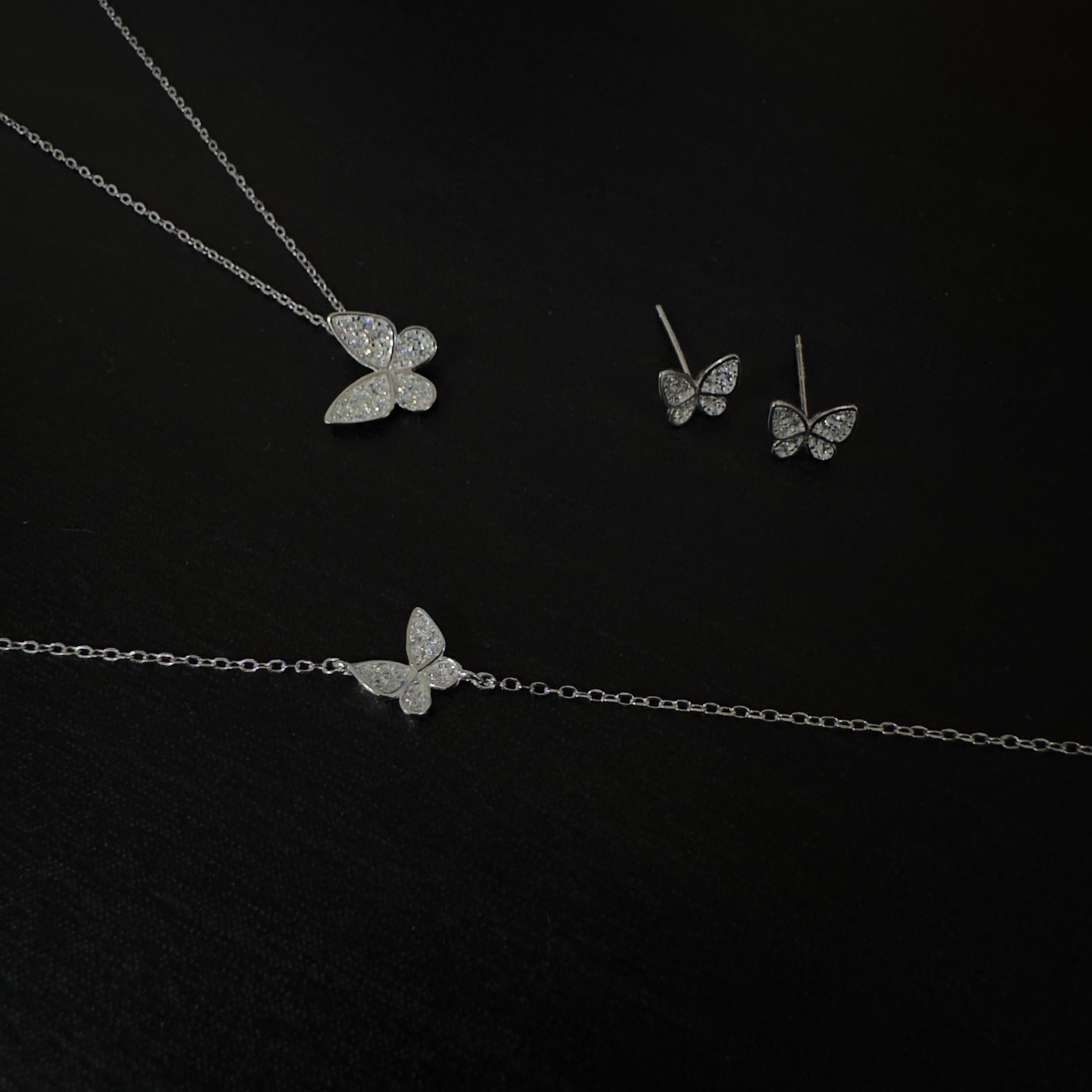 坠链均925银合成锆石 SS定制 【蝴蝶系列】轻奢时尚小众饰品