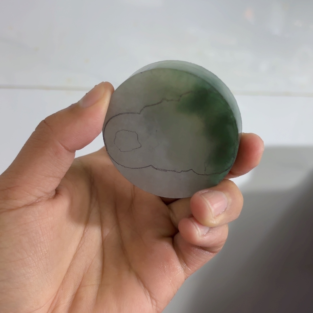 定制翡翠未镶嵌鸿*镯心55*12