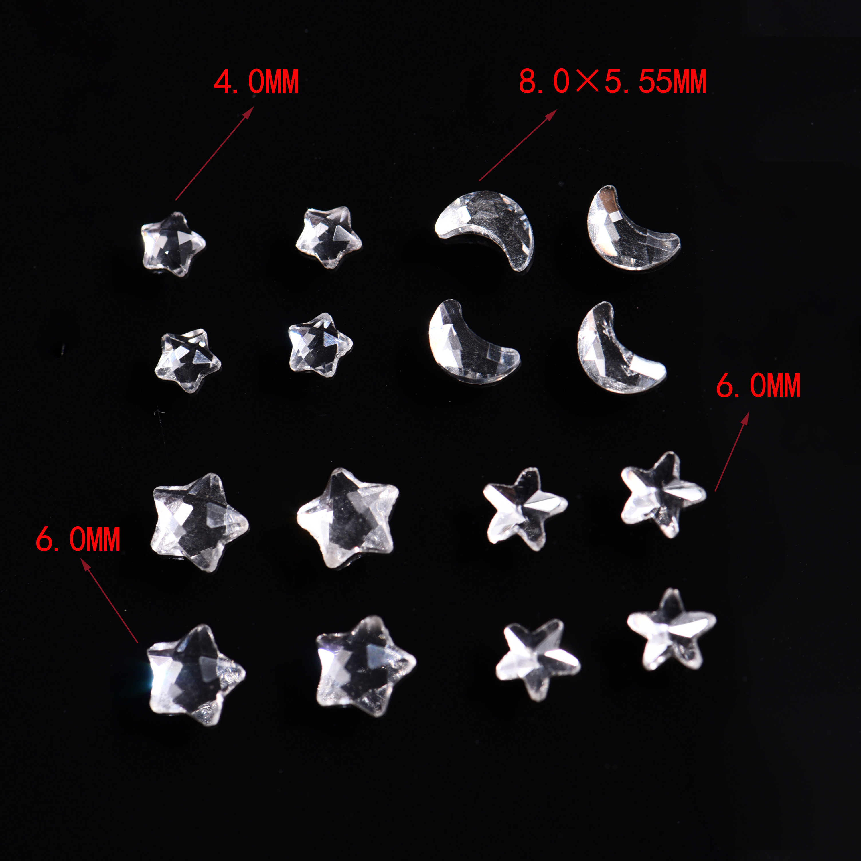 正品施华昇钻2754五角星胖五角星美甲钻平底钻水晶饰品日系彩色