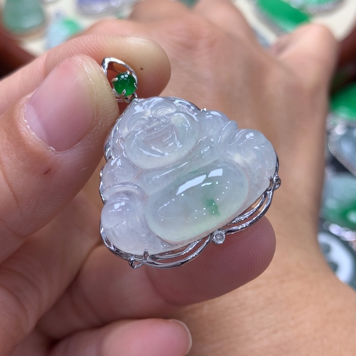 翡翠吊坠(不含链)18K金镶嵌