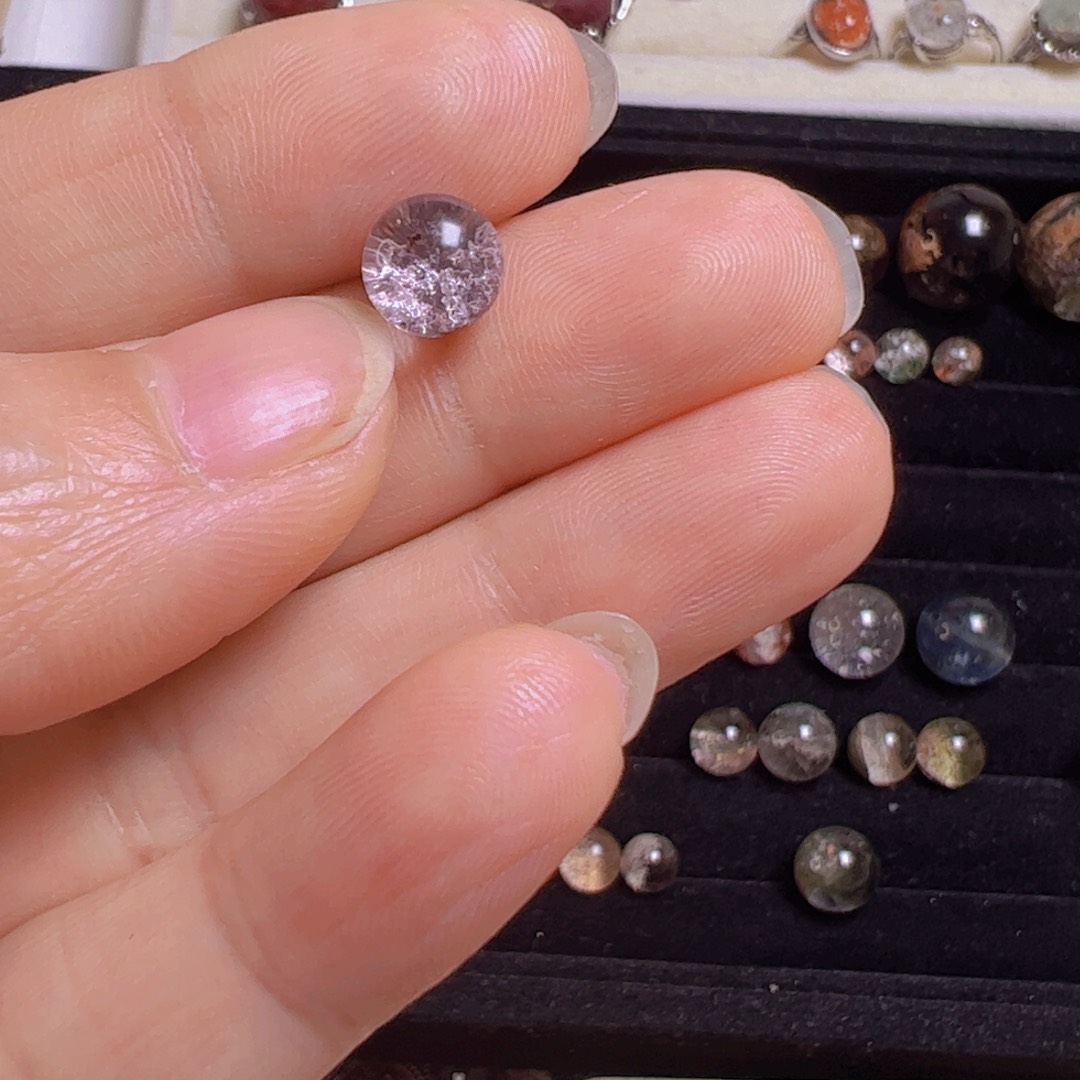 水晶手链银S800镀金镶嵌柒*