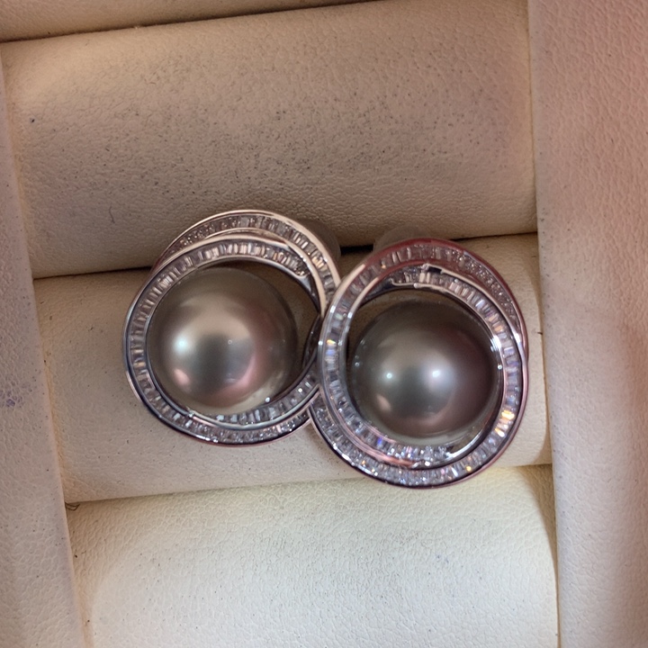 银S925镶嵌耳饰海水珍珠