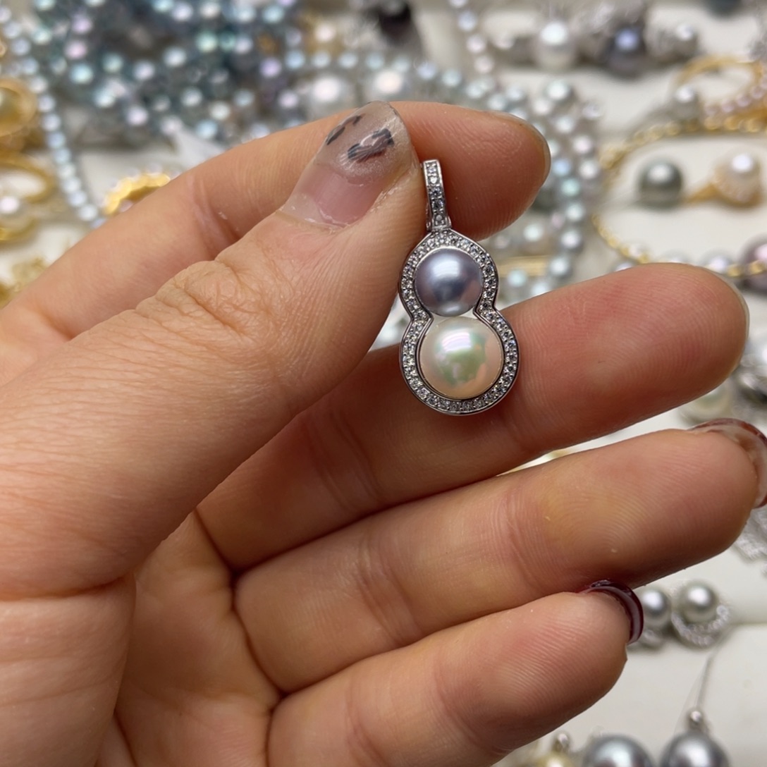 海水珍珠吊坠(不含链)银S925镶嵌
