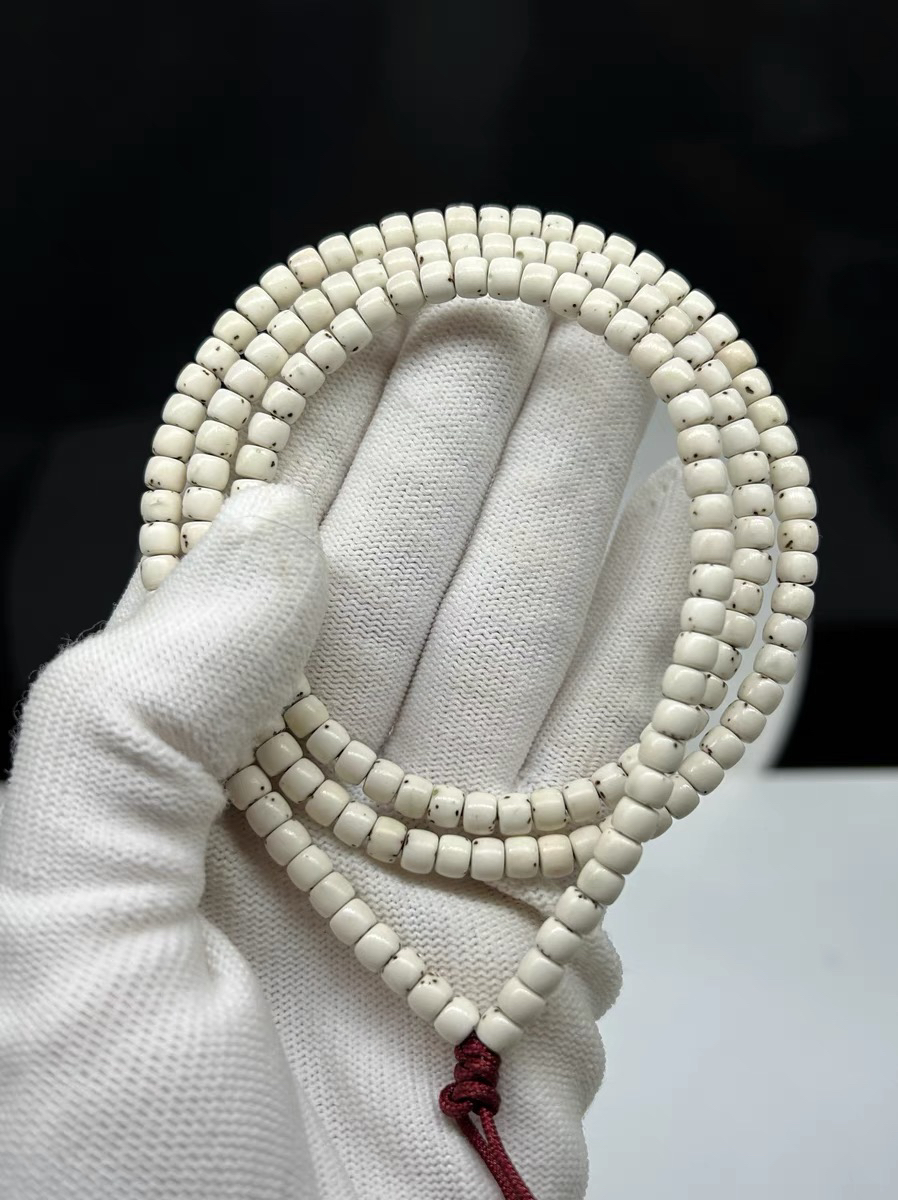 收藏级数星星款海南原生态白4X5直切桶珠星月菩提佛珠108