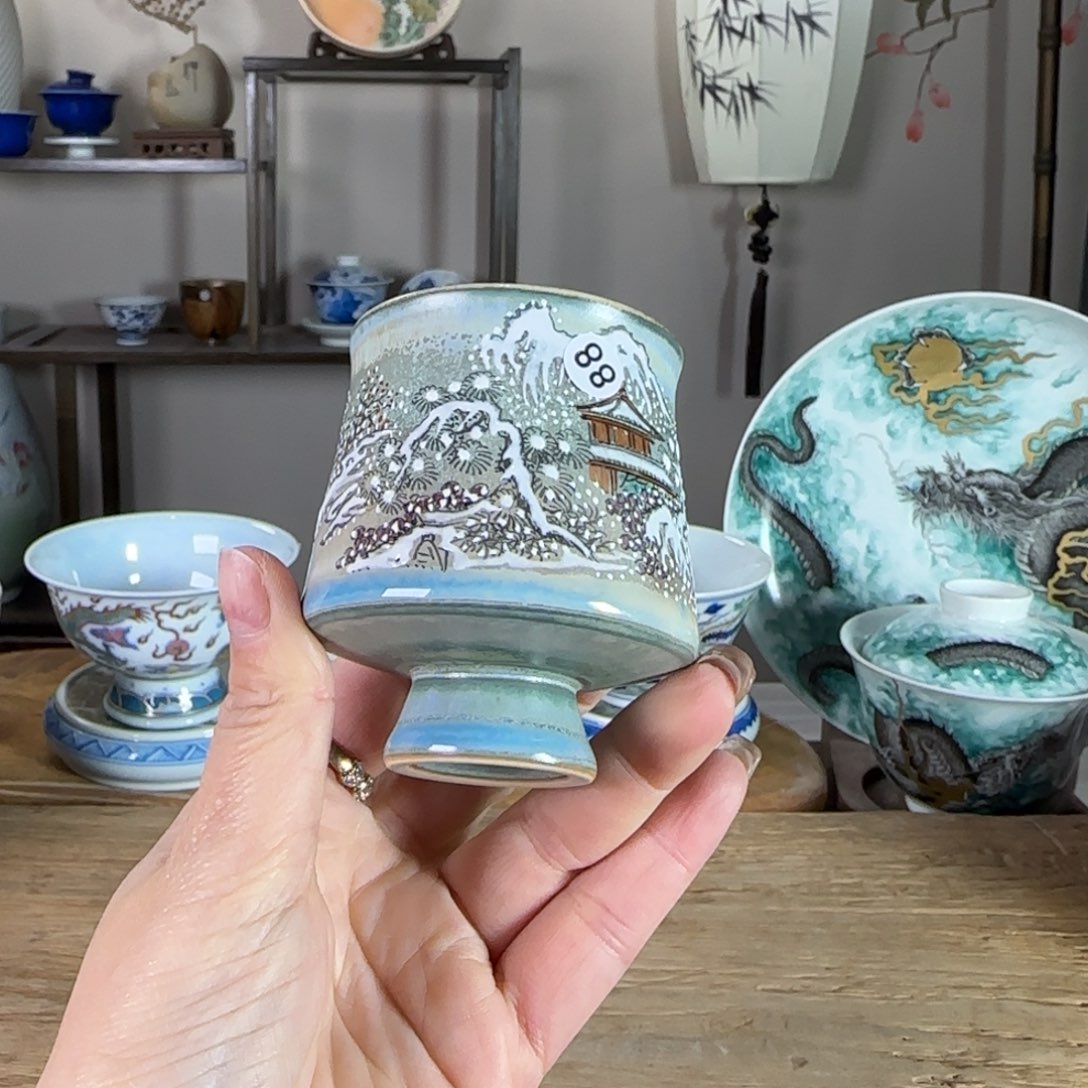 杯景德镇陶瓷柴烧多人