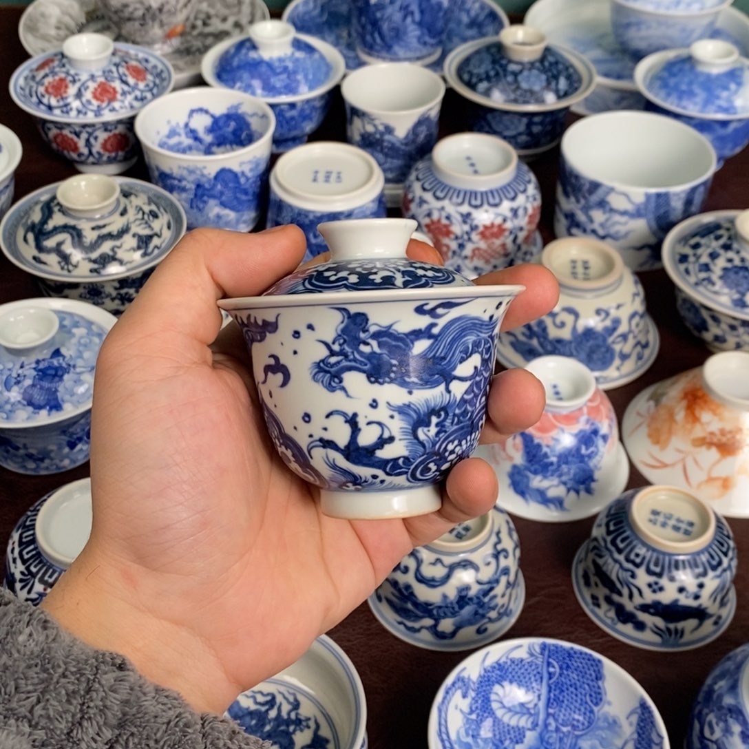 微瑕元青花龙纹盖碗