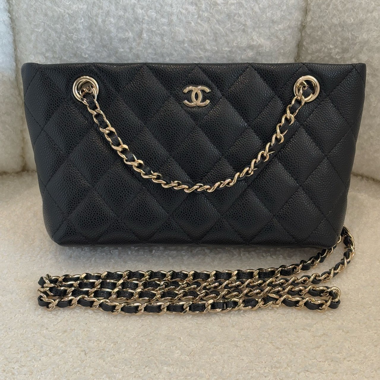 99新 Chanel/香奈儿 单肩 黑金25C mini托特链条包