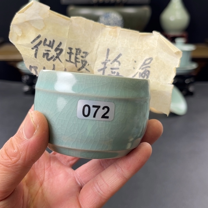 杯仿古釉汝官窑鼓杯072号微瑕捡漏