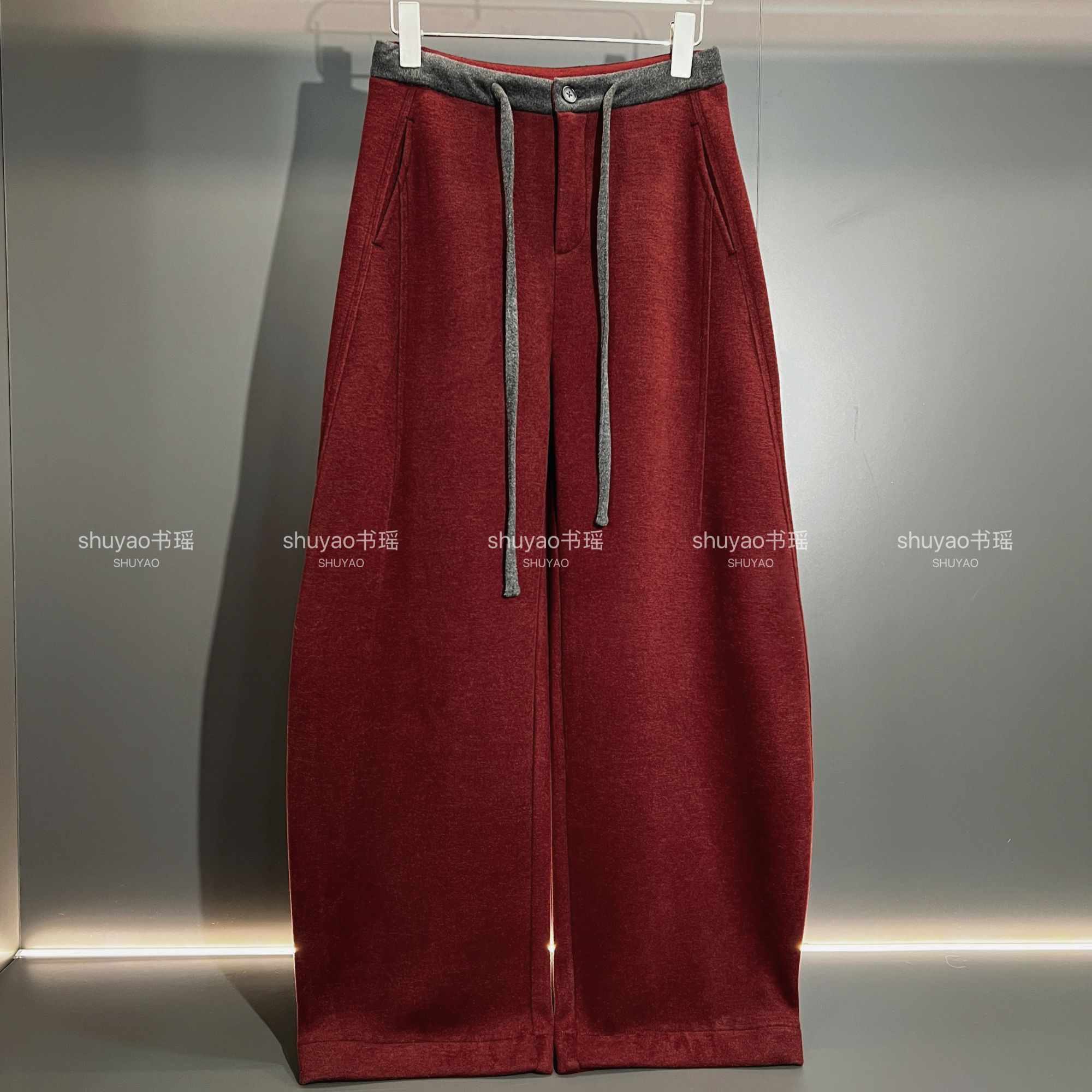 【羊毛】加厚一条过冬柔软羊毛刺毛宽松冬季简约时尚百搭女裤