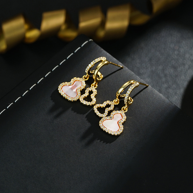 耳饰 HL250【TITI专属】秋冬法式粉色葫芦耳钉