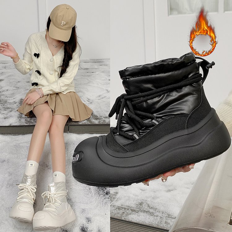 【好物分享】大头丑萌开口笑时尚雪地靴女2025冬季新款加绒保暖棉鞋
