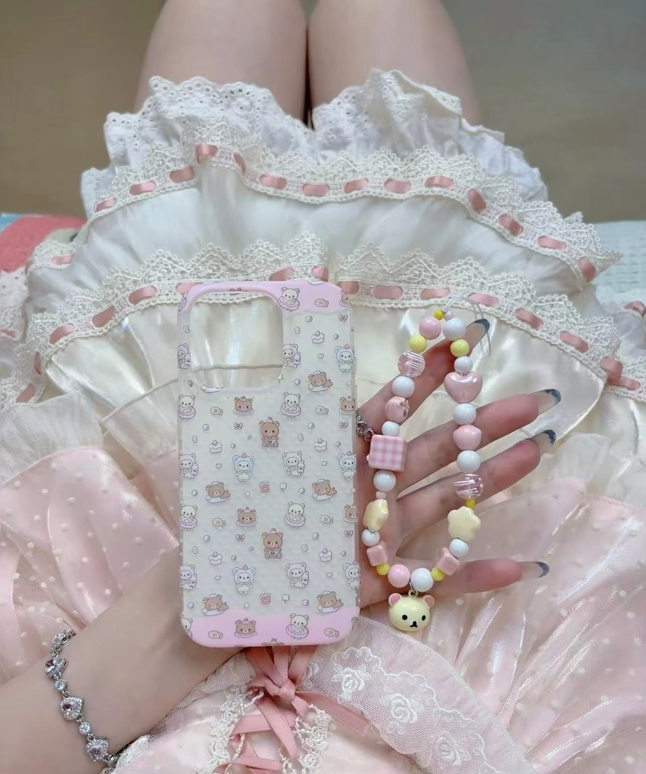 磨砂满屏波点睡觉轻松熊适用iphone16promax苹果15手机壳13女14