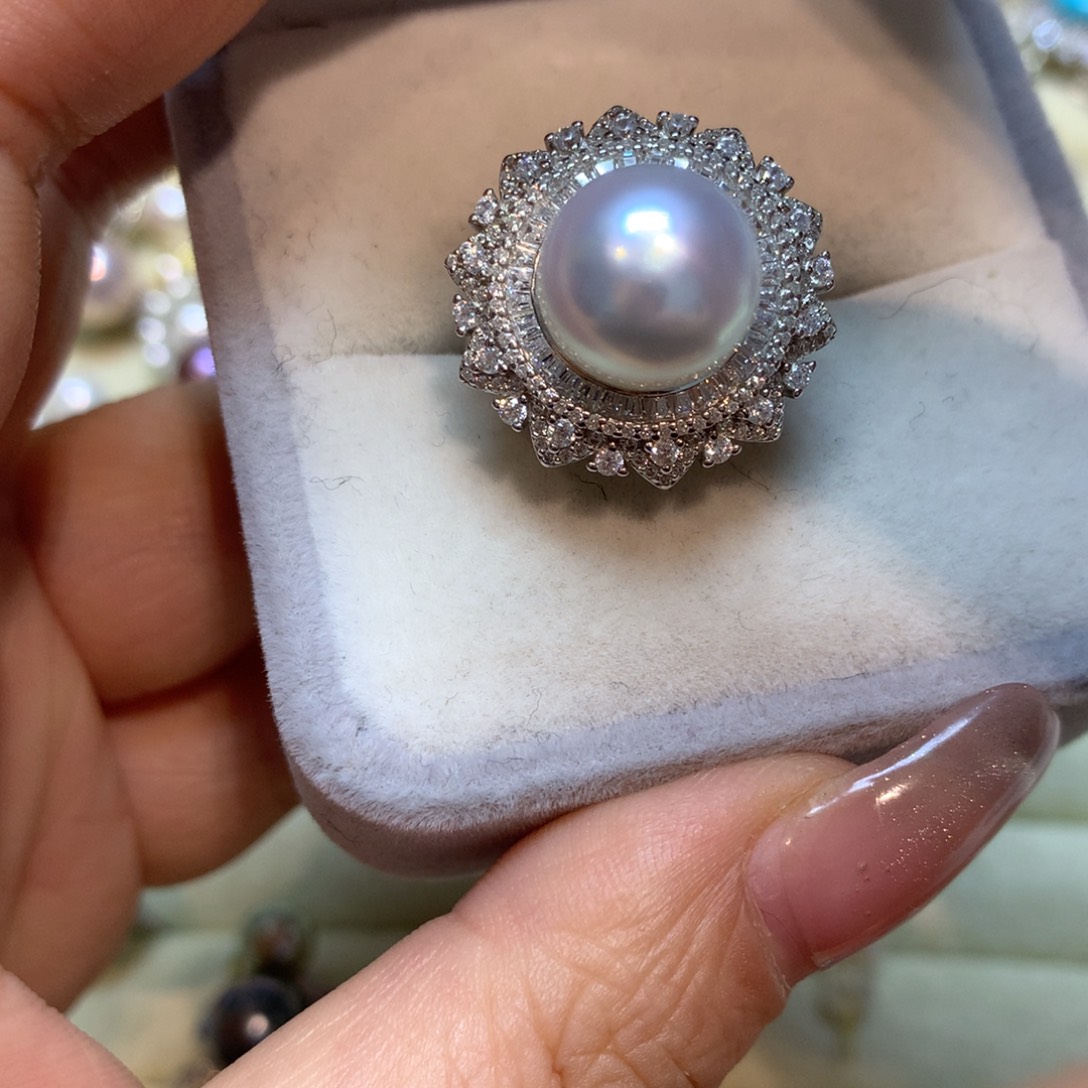 海水珍珠戒指银S925镶嵌