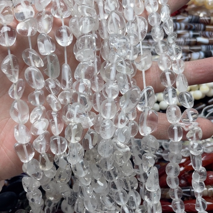 玛瑙/玉髓合金珠宝半成品一条8-10mm白水晶