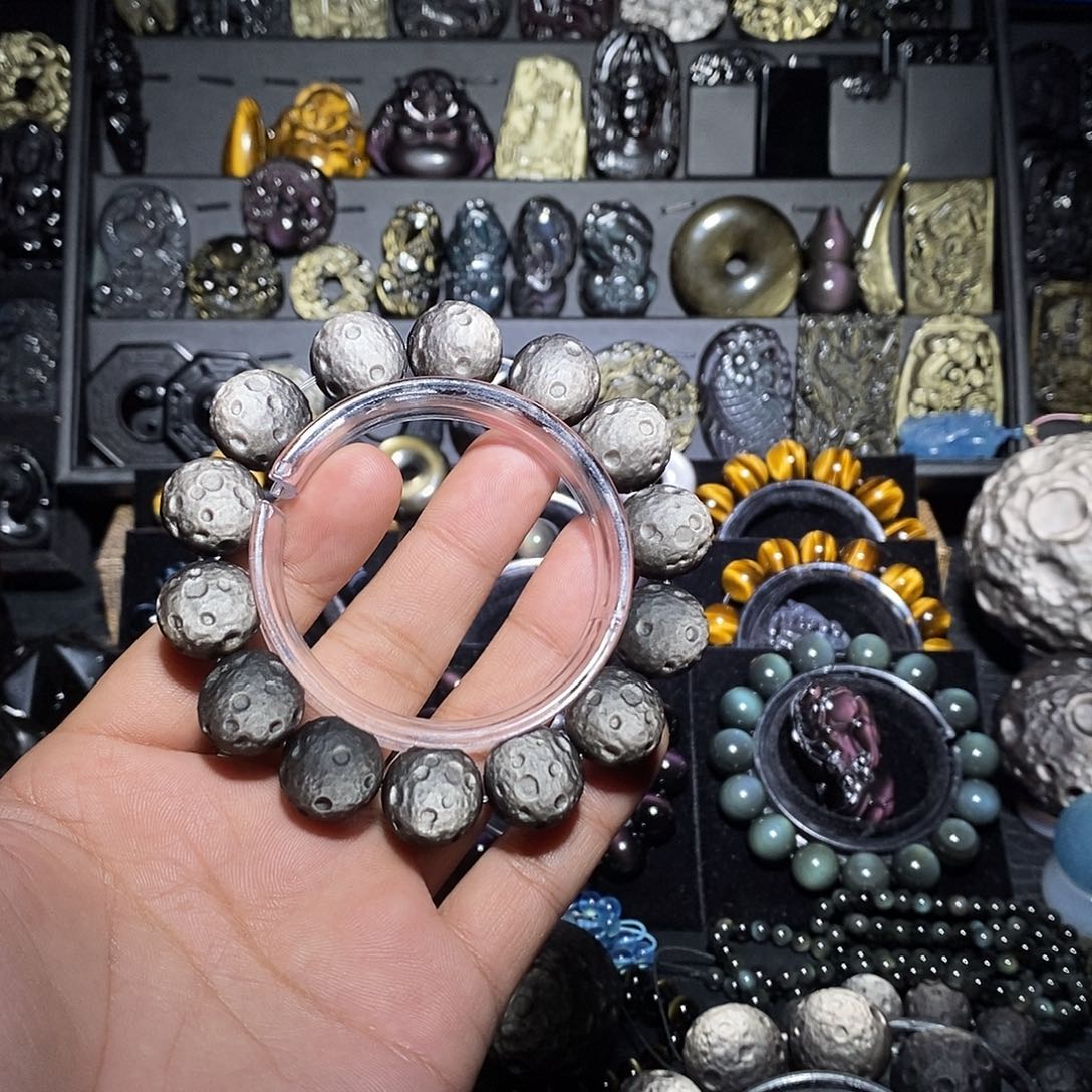 金***子黑曜岩未镶嵌手链