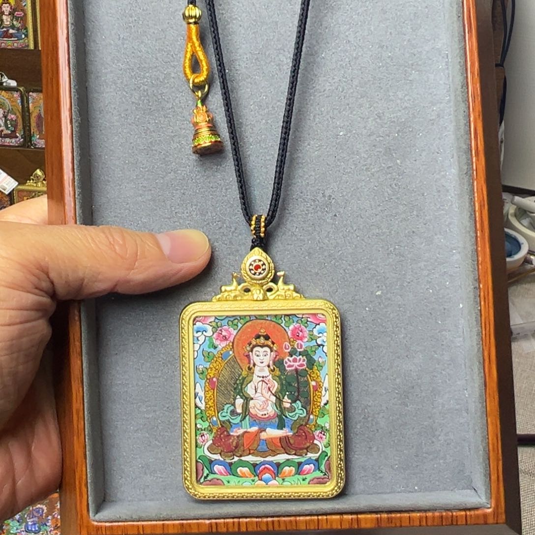 吊坠纯手绘大势至唐卡
