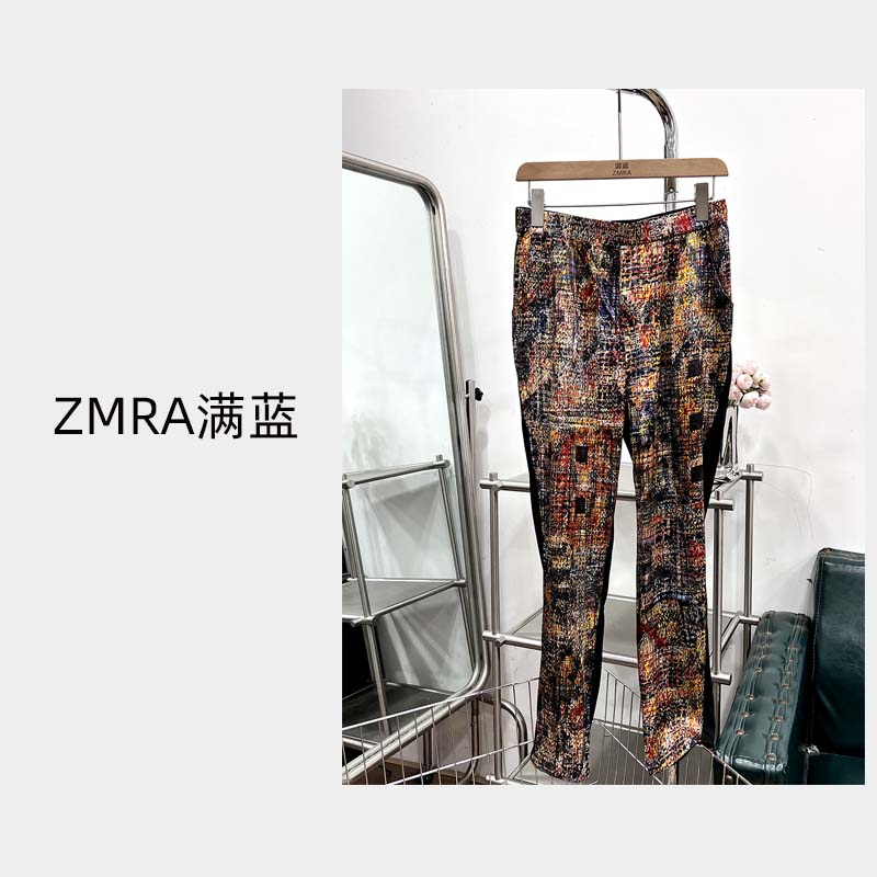 ML6559 夏季新款侧口袋拼接花色修身直筒休闲裤