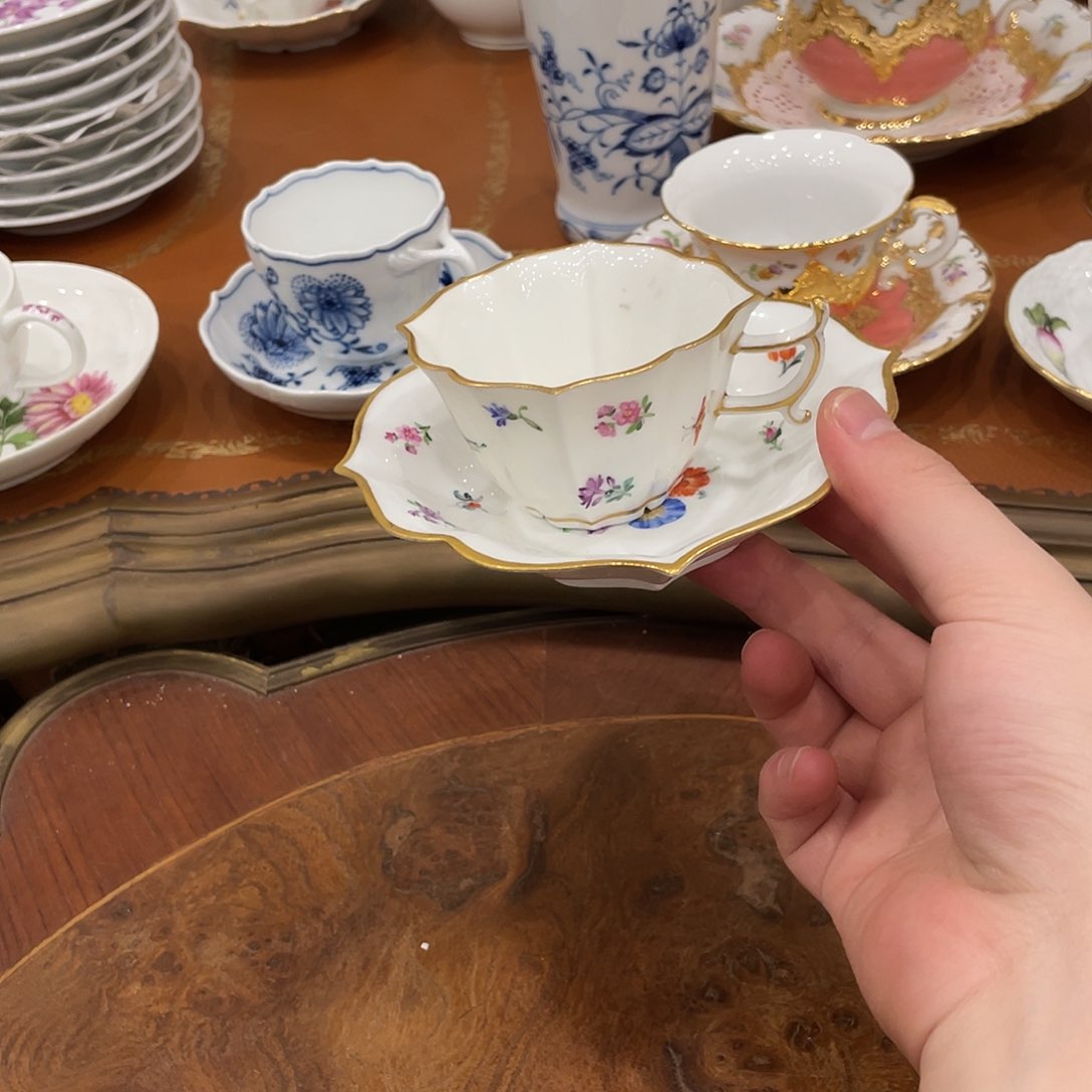 瓷片中古二等百花杯碟