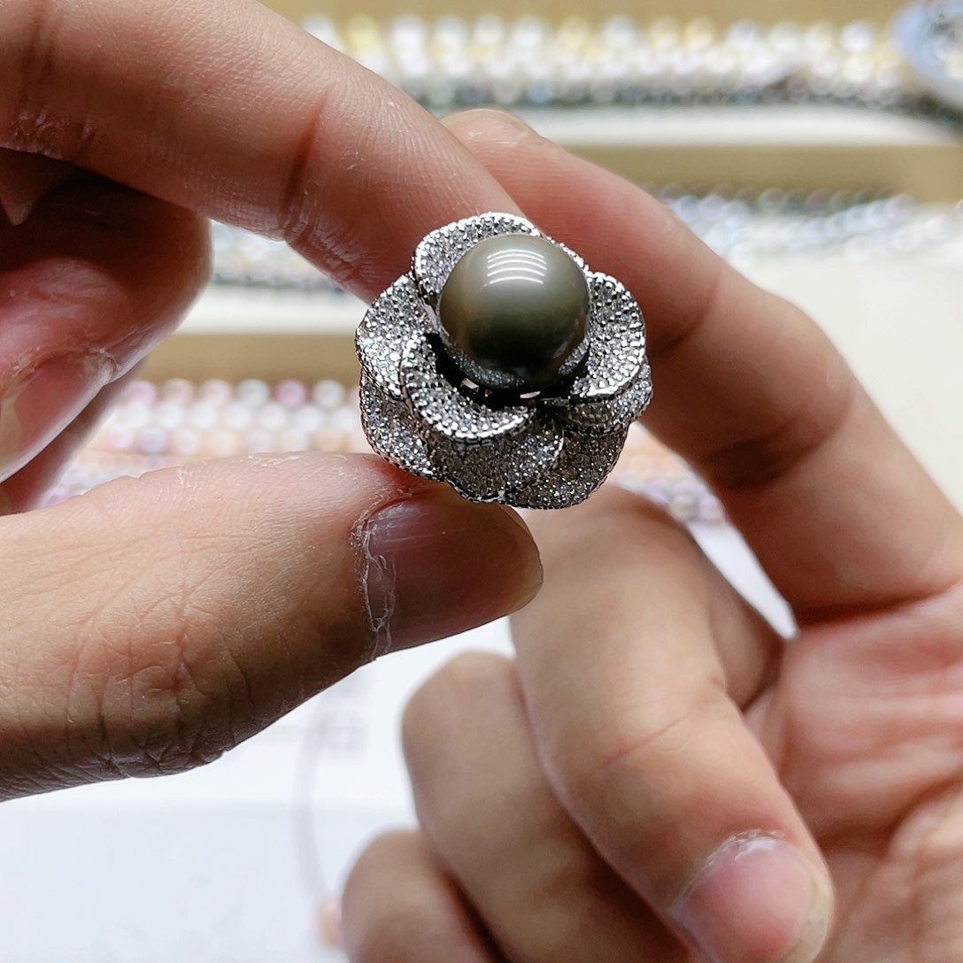 海水珍珠戒指银S925镶嵌