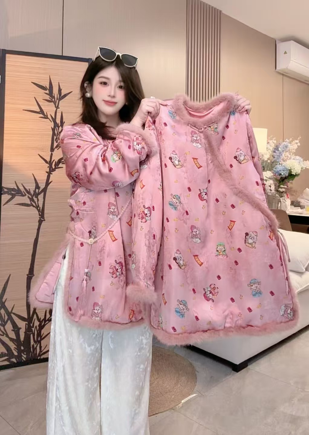 【财神到】新中式高级感时尚唐装冬季女装宽松斜襟上衣783