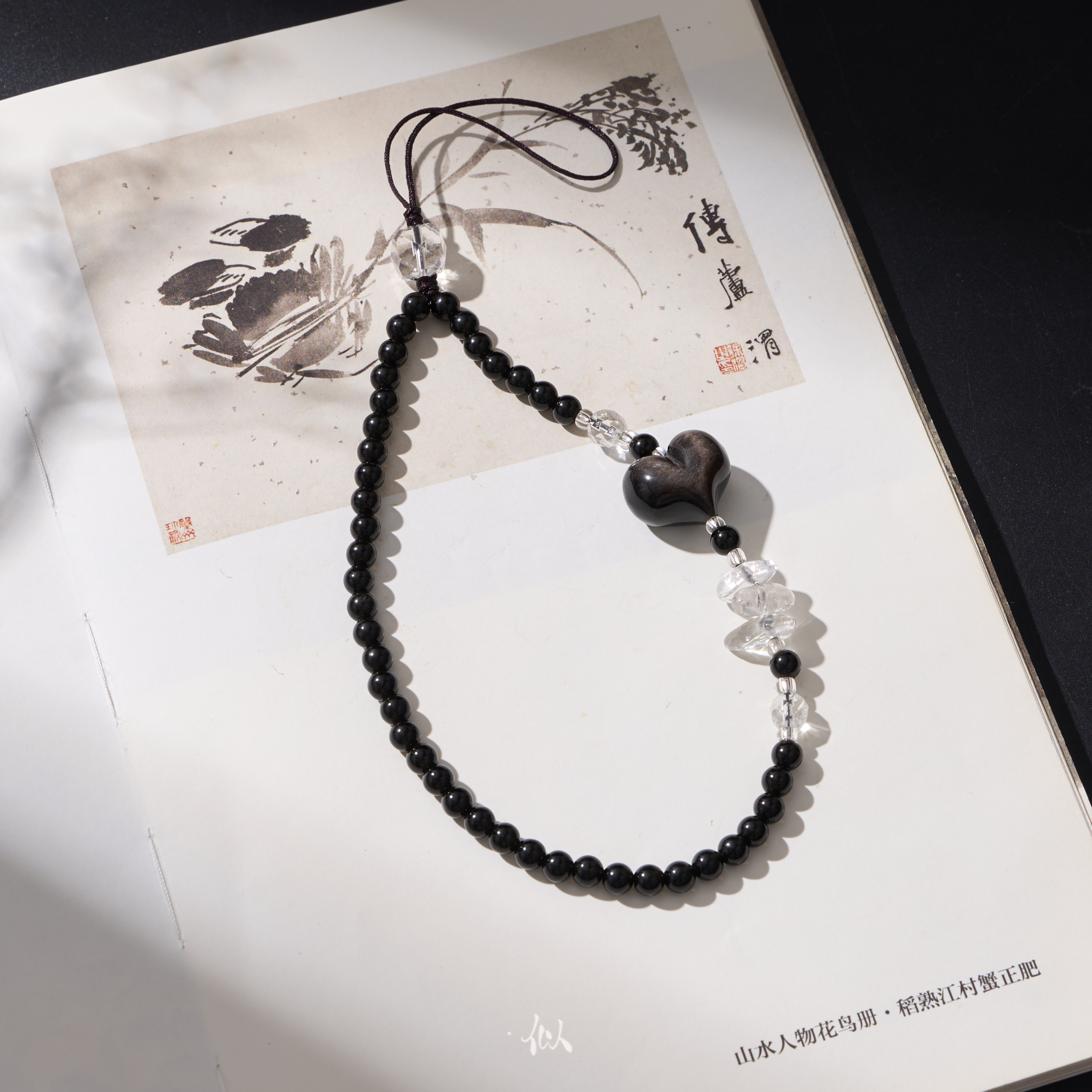 【夜魄】·似梓珠宝· 白水晶黑曜石挂件 多样性发一 SZCC1650210