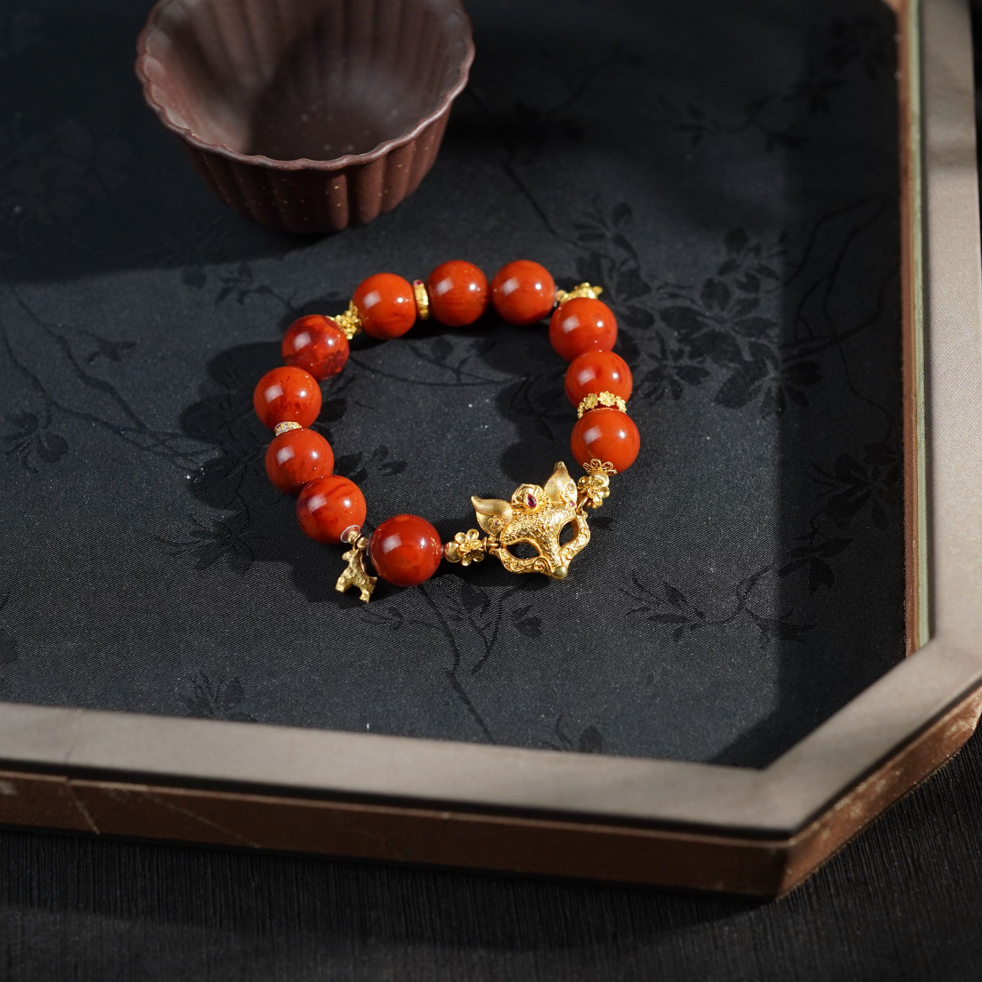 【红允】南红*手串*18k金镶嵌