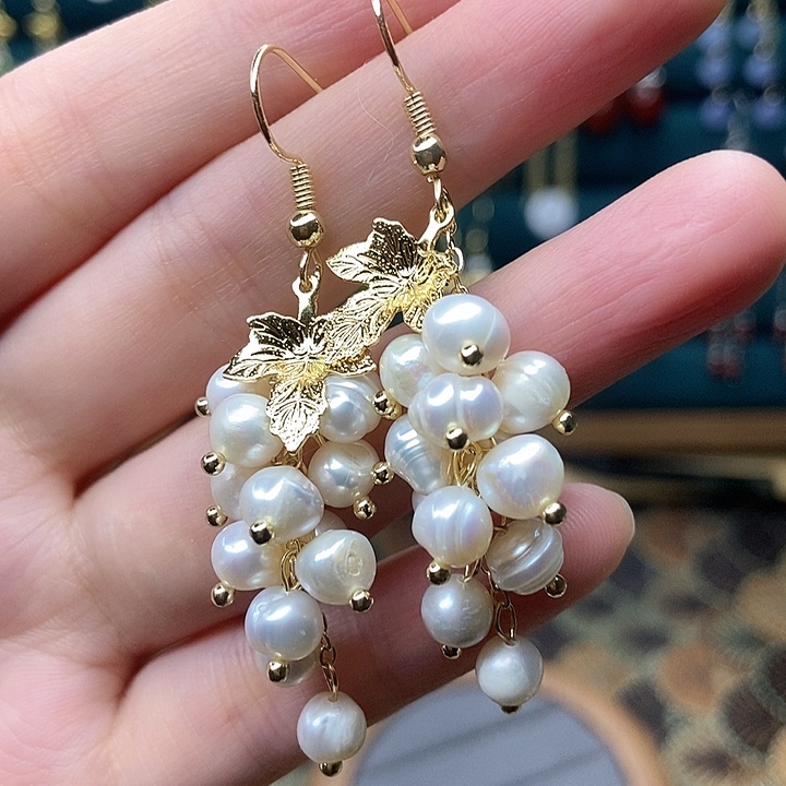 石英质玉耳钉银S925镶嵌