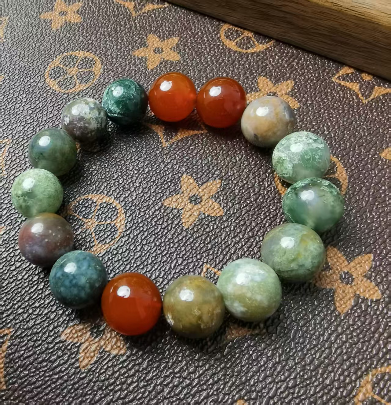 精品条纹缠丝玛瑙圆珠单珠多宝文玩DIY