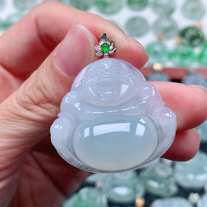 翡翠吊坠(不含链)18K金镶嵌