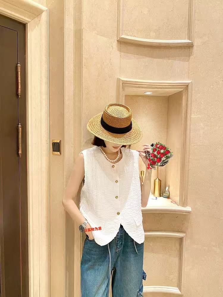 T恤气质白色时尚百搭夏季无袖休闲宽松纯色简约766