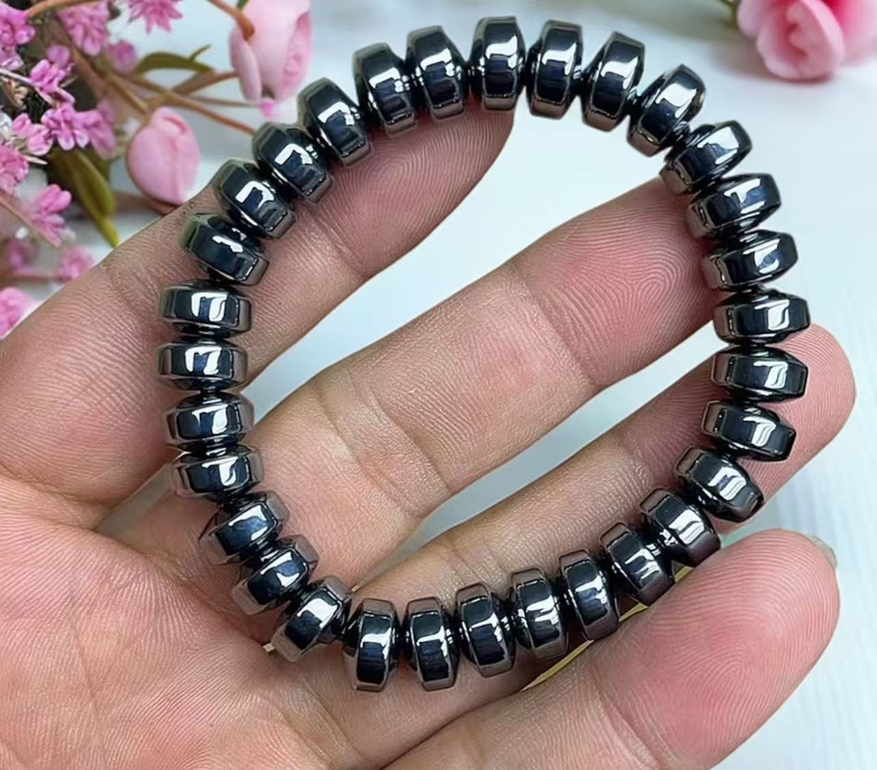 45【正品太赫兹石】满含量太赫兹算盘珠（手）串奇石