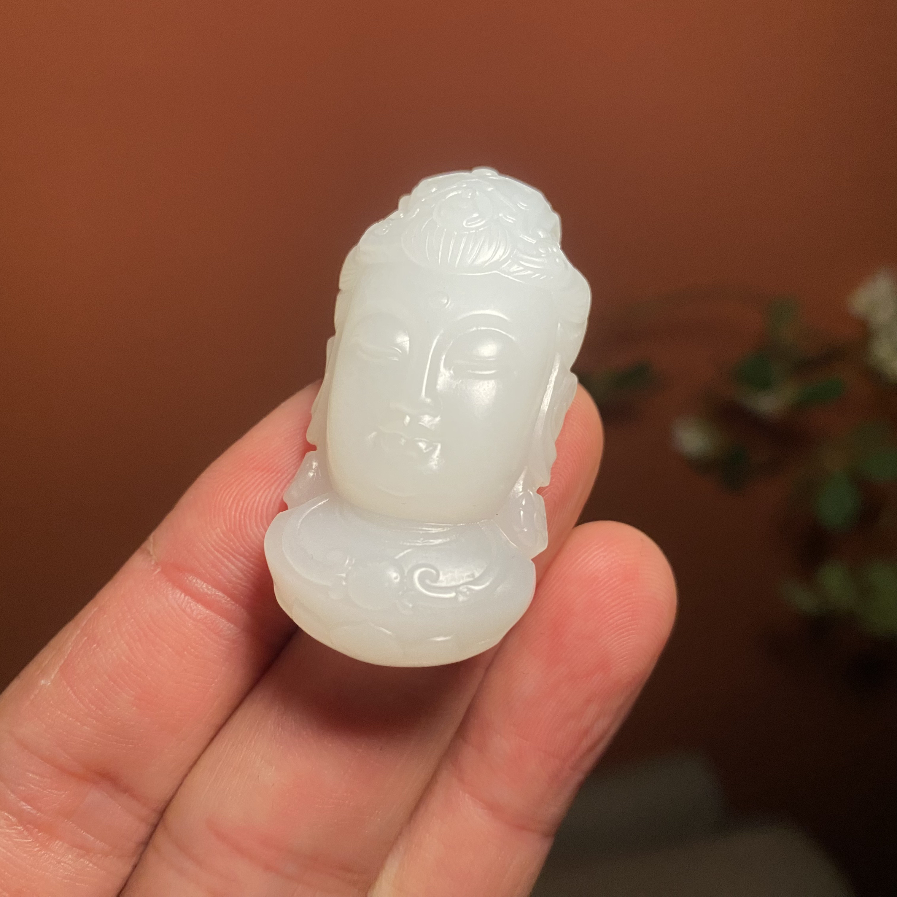 和田玉羊脂白白玉观音首端庄大气细润